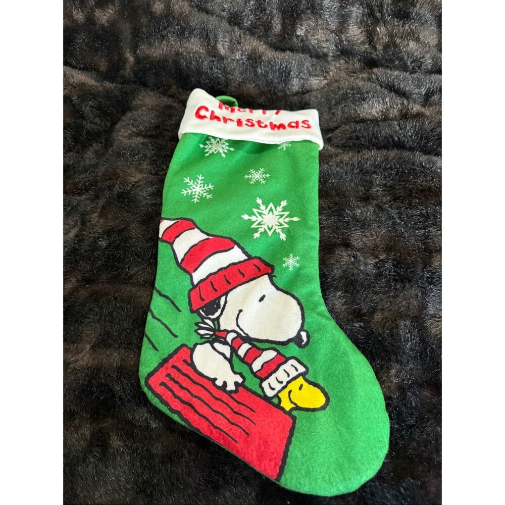 Snoopy stocking‎ Christmas Woodstock sledding peanuts